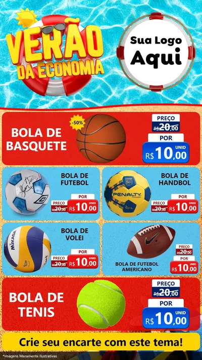Modelo de TV para TV Vertical com o tema Verão da Economia para Artigos Esportivos