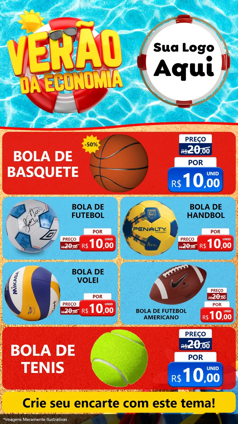 Modelo de TV para TV Vertical com o tema Verão da Economia para Artigos Esportivos