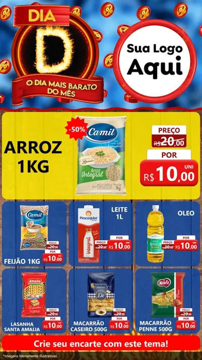 Modelo de Rede Social para Stories com o tema Dia D - O Dia Mais Barato Do Mês para Supermercado
