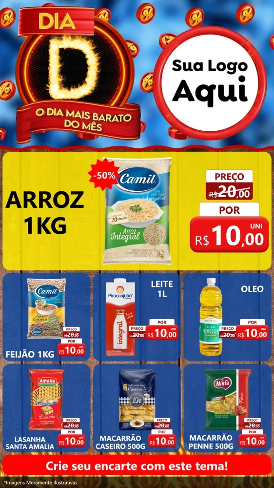 Modelo de Rede Social para Stories com o tema Dia D - O Dia Mais Barato Do Mês para Supermercado