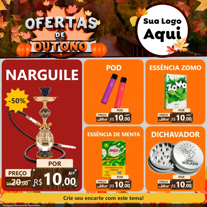 Modelo de Rede Social para Feed Facebook com o tema Ofertas de Outono para Tabacaria