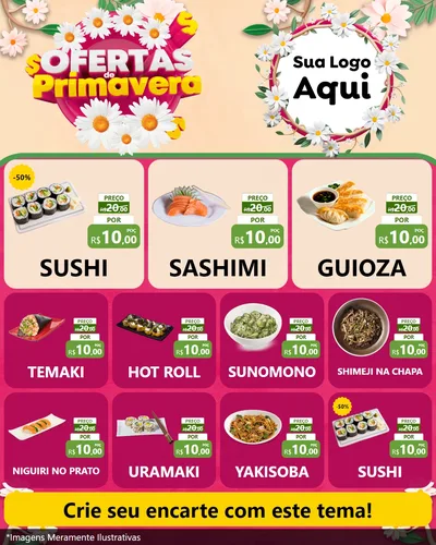 Modelo de Rede Social para Feed Instagram com o tema Ofertas de Primavera para Comida japonesa