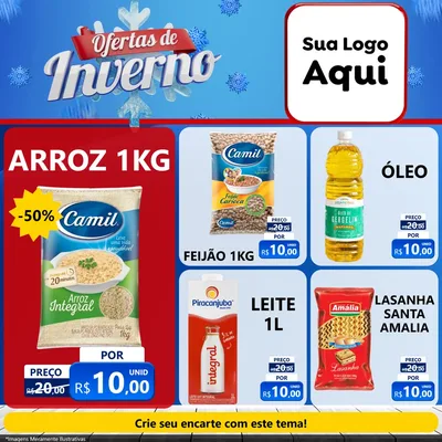 Modelo de Rede Social para Feed Facebook com o tema Ofertas de Inverno para Supermercado