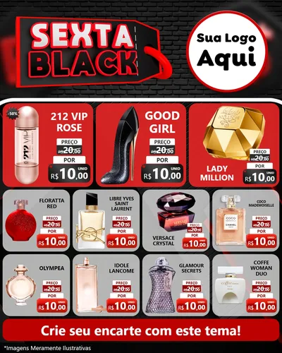 Modelo de Rede Social para Feed Instagram com o tema Sexta Black para Perfumes