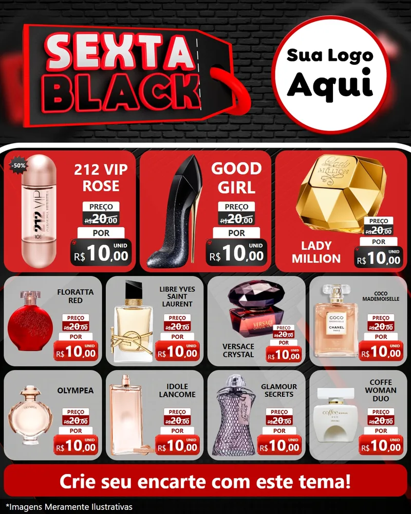 Modelo de Rede Social para Feed Instagram com o tema Sexta Black para Perfumes