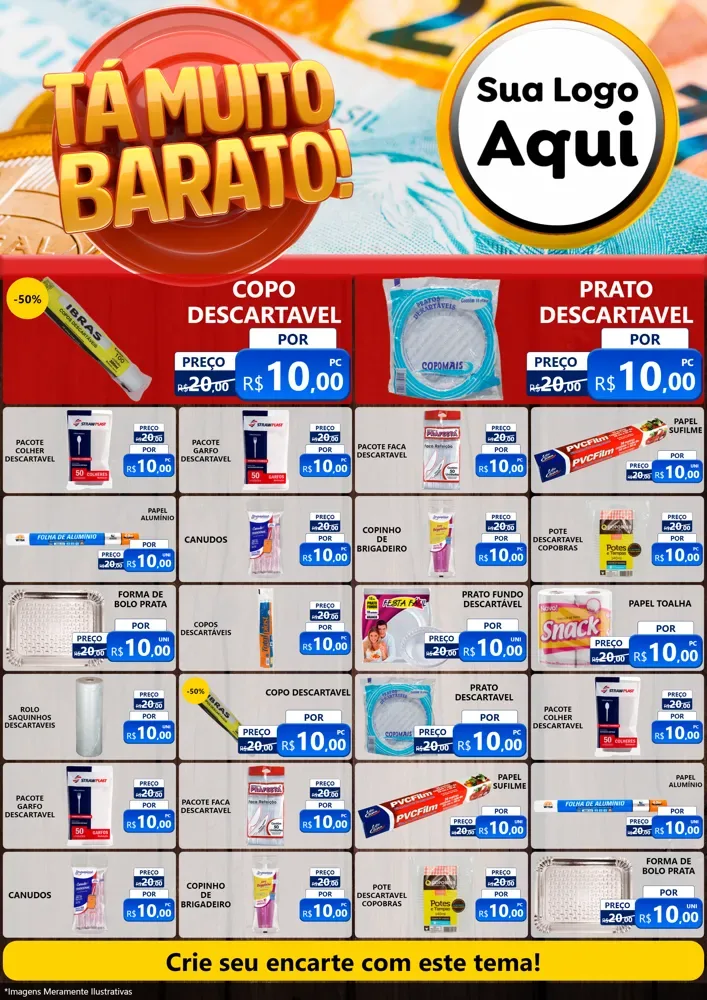 Modelo de Encarte para Encarte A4 Vertical com o tema Está Muito Barato para Embalagens