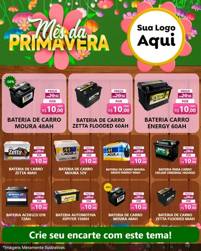 Modelo de Rede Social para Feed Instagram com o tema Mês da Primavera para Baterias Elétricas
