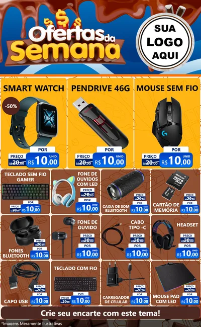 Modelo de Encarte para Encarte Grande com o tema Ofertas da Semana - Páscoa para Informática