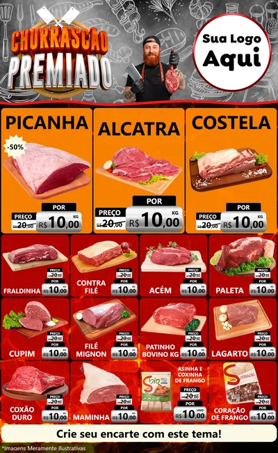 Modelo de Encarte para Encarte Grande com o tema Churrascão Premiado para Açougue