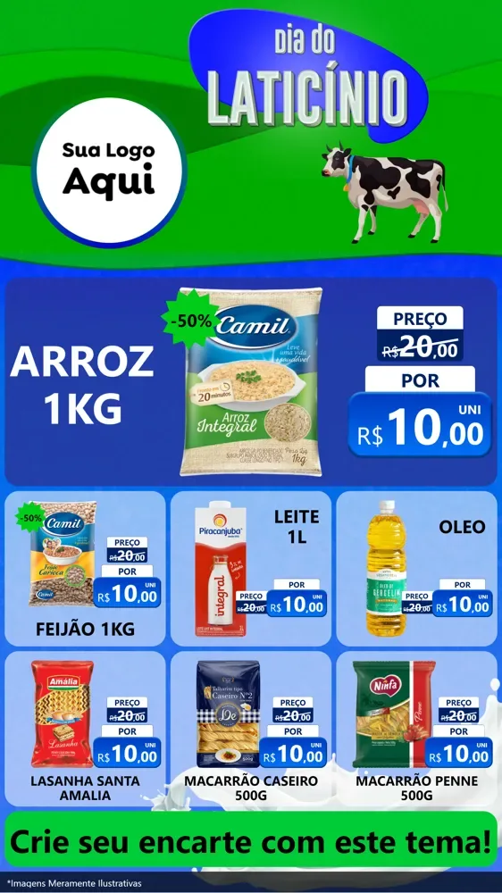 Modelo de Rede Social para Stories com o tema Dia Do Laticínio para Supermercado