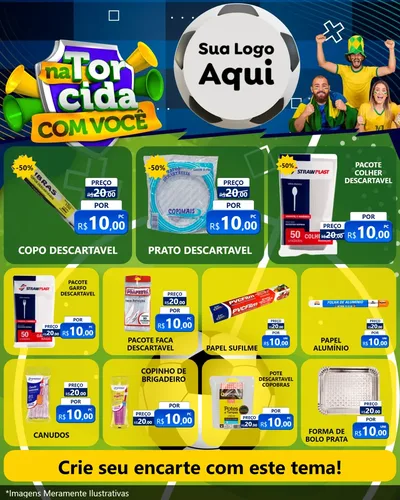 Modelo de Rede Social para Feed Instagram com o tema Na Torcida Com Você - Copa para Embalagens