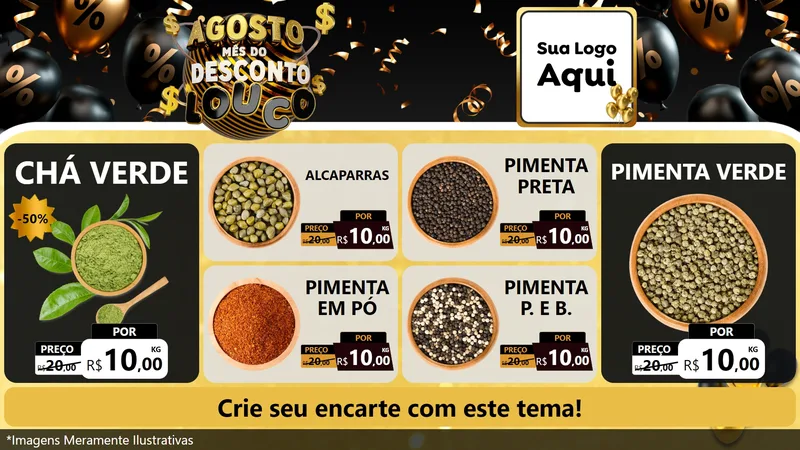 Modelo de TV para TV Horizontal com o tema Agosto Mês do Desconto Louco para Produtos Naturais