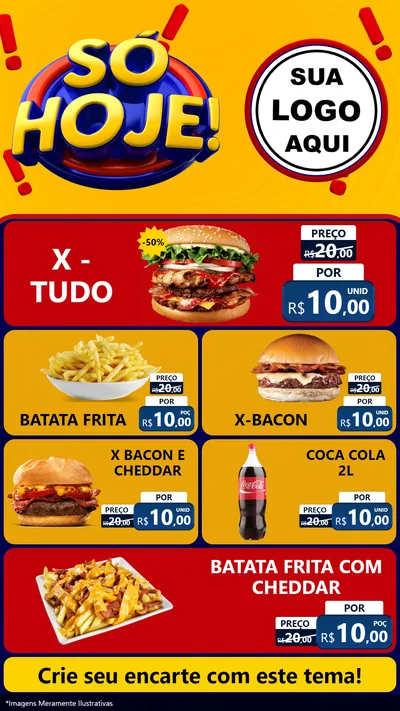 Modelo de TV para TV Vertical com o tema Só Hoje! para Hamburgueria