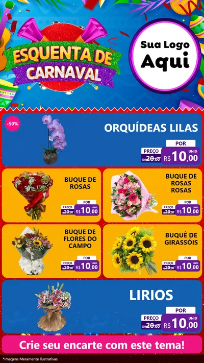 Modelo de TV para TV Vertical com o tema Esquenta de Carnaval para Floricultura e jardim