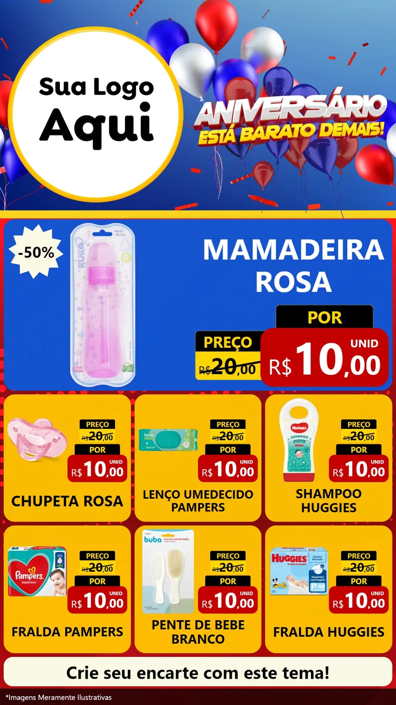 Modelo de Rede Social para Stories com o tema Aniversário para Bebês