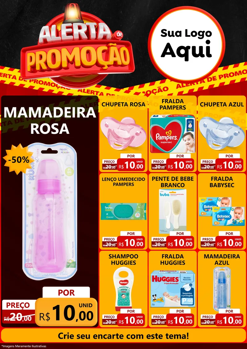 Modelo de Encarte para Encarte A4 Vertical com o tema Alerta de Promoção para Bebês