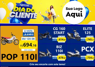 Modelo de Encarte para Encarte A4 Horizontal com o tema Especial Dia do Cliente para Concessionaria de Motos