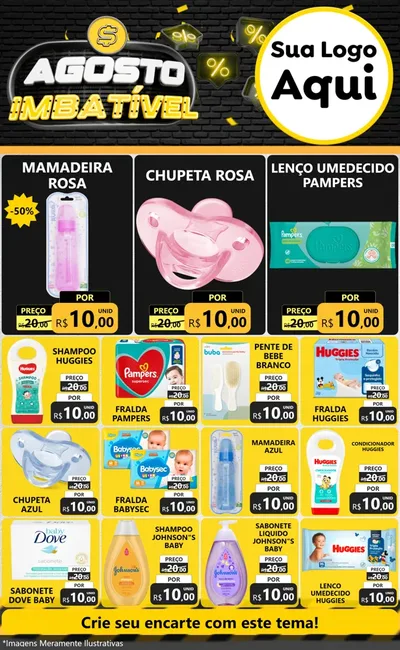 Modelo de Encarte para Encarte Grande com o tema Agosto Imbatível para Bebês
