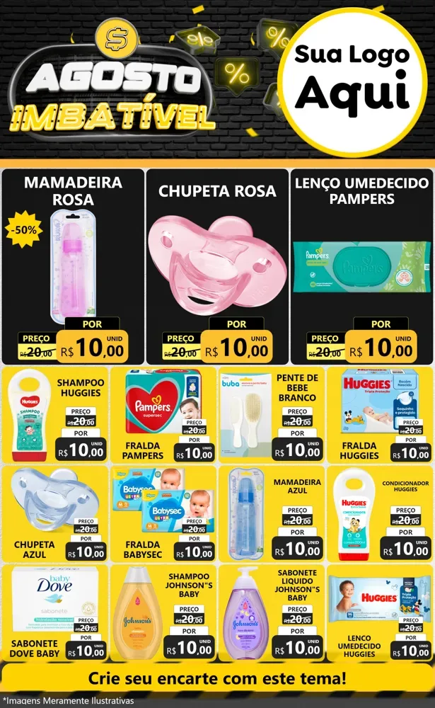 Modelo de Encarte para Encarte Grande com o tema Agosto Imbatível para Bebês