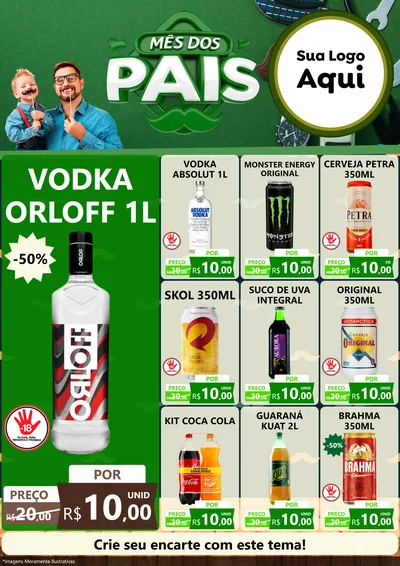 Modelo de Encarte para Encarte A4 Vertical com o tema Mês dos Pais para Distribuidora de bebidas