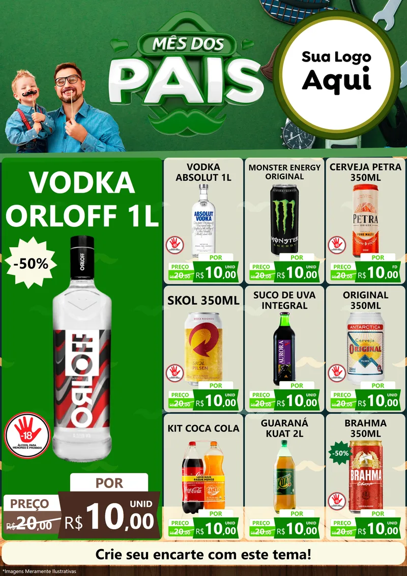 Modelo de Encarte para Encarte A4 Vertical com o tema Mês dos Pais para Distribuidora de bebidas