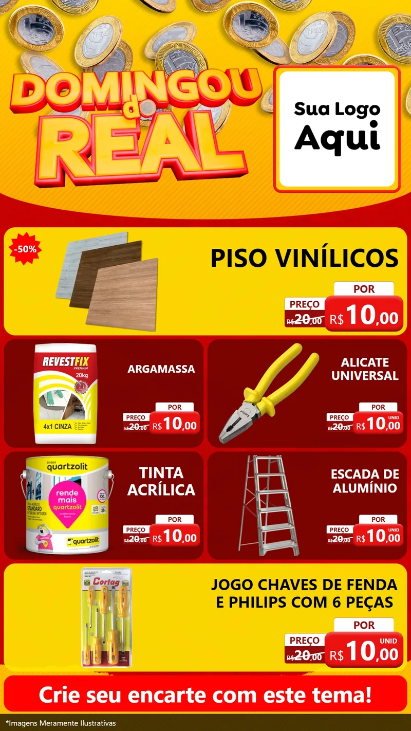 Modelo de TV para TV Vertical com o tema Domingou do Real para Material para Construção