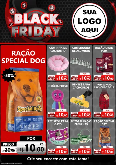 Modelo de Encarte para Encarte A4 Vertical com o tema Black Friday para Pet Shop