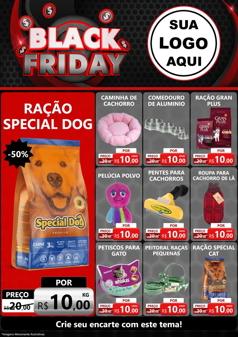 Modelo de Encarte para Encarte A4 Vertical com o tema Black Friday para Pet Shop