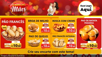Modelo de TV para TV Horizontal com o tema Semana das Mães para Padaria