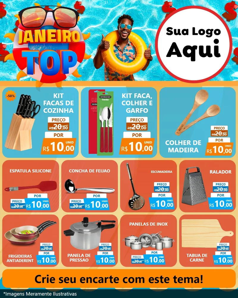 Modelo de Rede Social para Feed Instagram com o tema Janeiro Top para Utilidades Domésticas