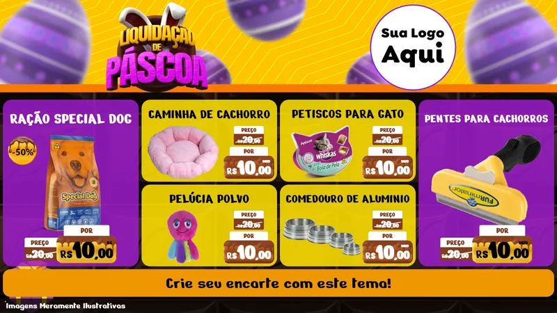 Modelo de TV para TV Horizontal com o tema Liquidação de Páscoa para Pet Shop