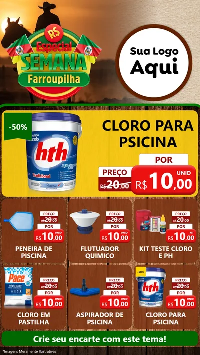 Modelo de Rede Social para Stories com o tema Especial Semana Farroupilha para Produtos para Piscina