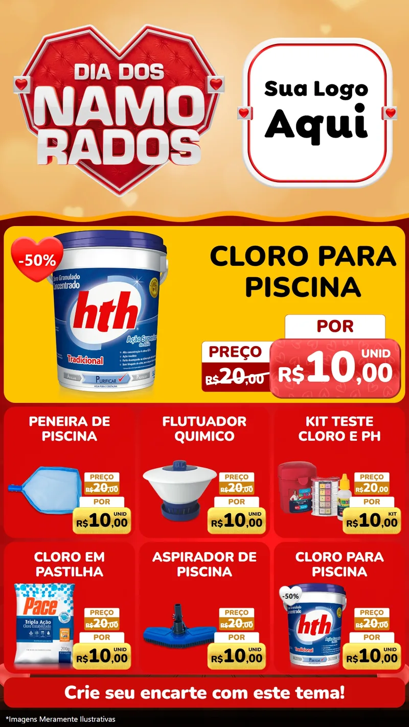 Modelo de Rede Social para Stories com o tema Dia dos Namorados para Produtos para Piscina