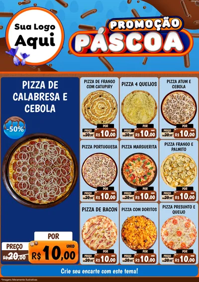 Modelo de Encarte para Encarte A4 Vertical com o tema Promoção Páscoa para Pizzaria