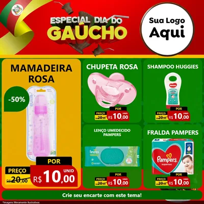 Modelo de Rede Social para Feed Facebook com o tema Especial Dia do Gaúcho para Bebês
