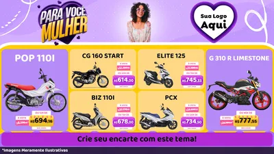 Modelo de TV para TV Horizontal com o tema Para Você, Mulher para Concessionaria de Motos