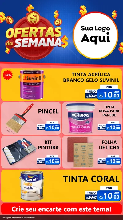 Modelo de TV para TV Vertical com o tema Ofertas Da Semana para Tintas e Ferramentas