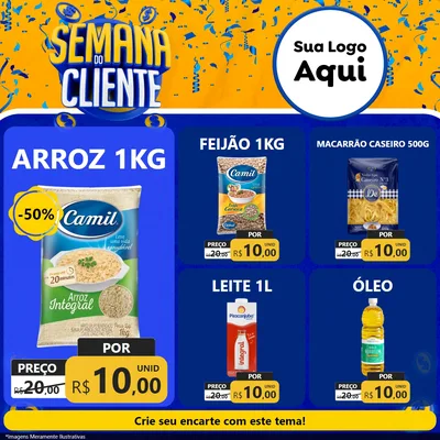Modelo de Rede Social para Feed Facebook com o tema Semana do Cliente para Supermercado