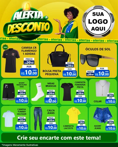 Modelo de Rede Social para Feed Instagram com o tema Alerta de Desconto para Roupas e acessórios