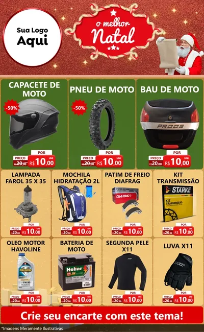 Modelo de Encarte para Encarte Grande com o tema O Melhor Natal para Moto peças