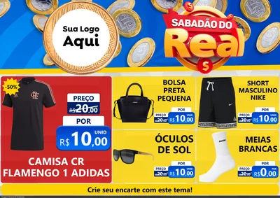 Modelo de Encarte para Encarte A4 Horizontal com o tema Sabadão do Real para Roupas e acessórios