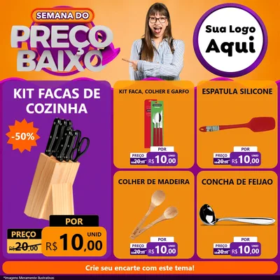 Modelo de Rede Social para Feed Facebook com o tema Semana do Preço Baixo para Utilidades Domésticas