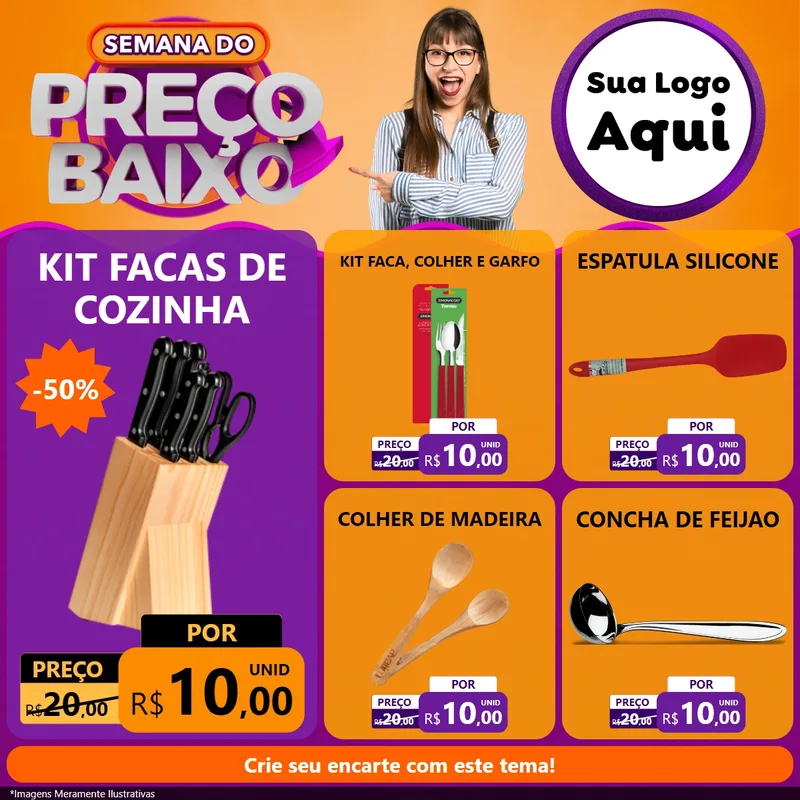 Modelo de Rede Social para Feed Facebook com o tema Semana do Preço Baixo para Utilidades Domésticas