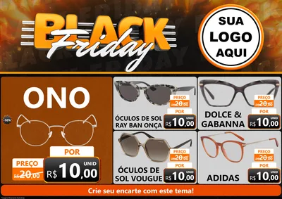 Modelo de Encarte para Encarte A4 Horizontal com o tema Black Friday para Óticas
