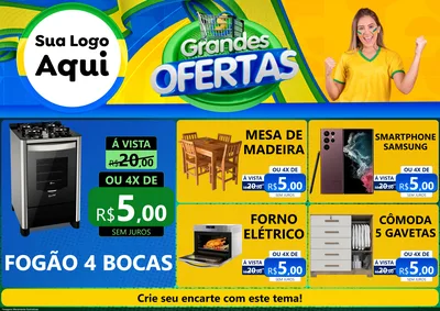 Modelo de Encarte para Encarte A4 Horizontal com o tema Grandes Ofertas para Móveis e Eletro