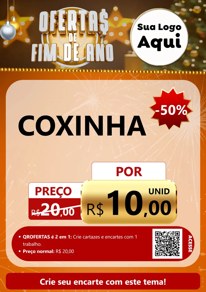 Modelo de Cartaz para Cartaz A4 Vertical com o tema Ofertas de Fim de Ano para Salgadaria