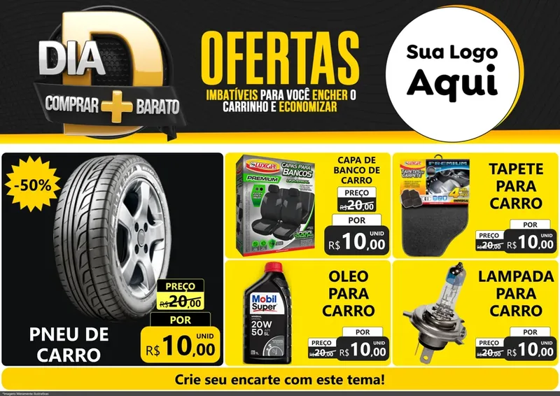 Modelo de Encarte para Encarte A4 Horizontal com o tema Dia D Mais Economia para Auto peças