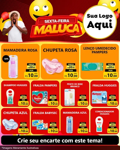 Modelo de Rede Social para Feed Instagram com o tema Sexta-feira Maluca para Bebês