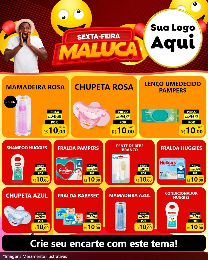 Modelo de Rede Social para Feed Instagram com o tema Sexta-feira Maluca para Bebês
