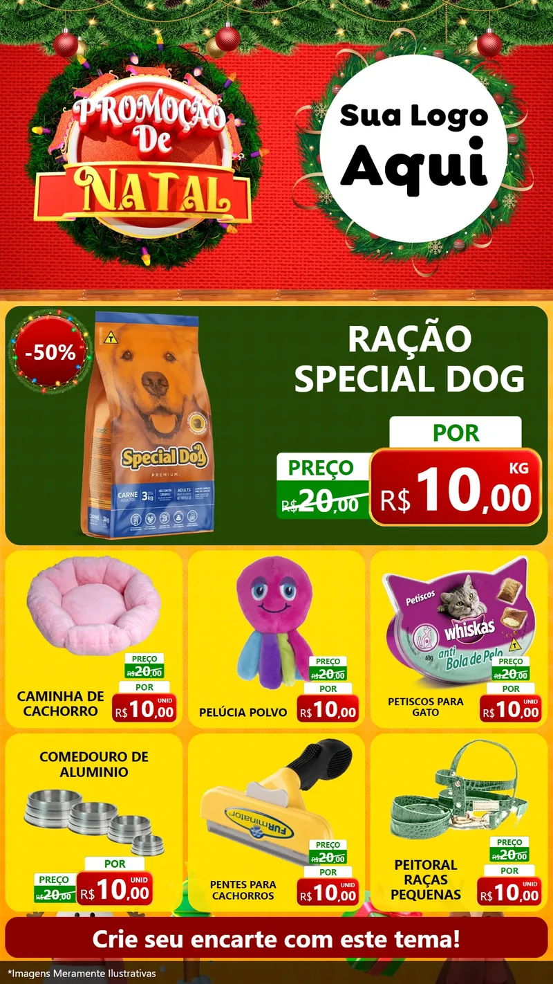 Modelo de Rede Social para Stories com o tema Promoção de Natal para Pet Shop